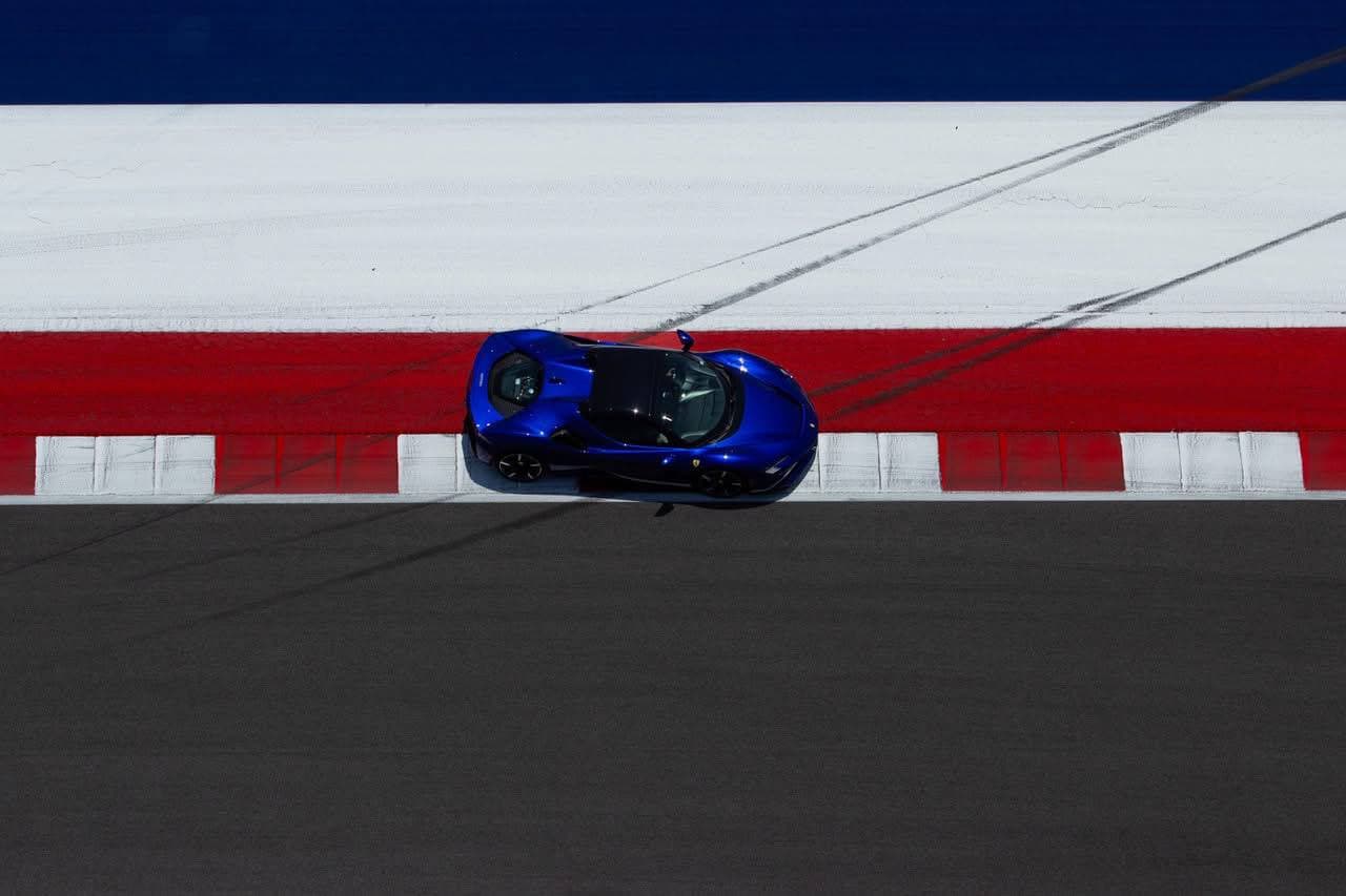 Ferrari SF90 Stradale aerial at COTA