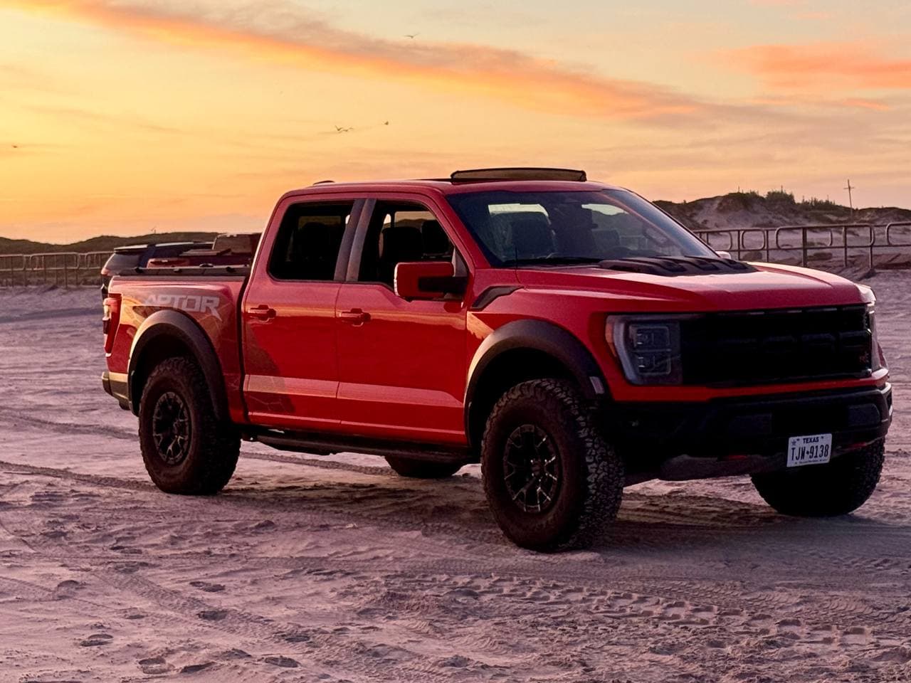 Ford F-150 Raptor on Texas beach